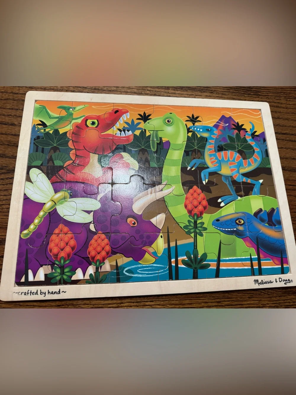 Melissa & Doug Colorful Dinosaur Wooden Puzzle - Bright Multi-Color